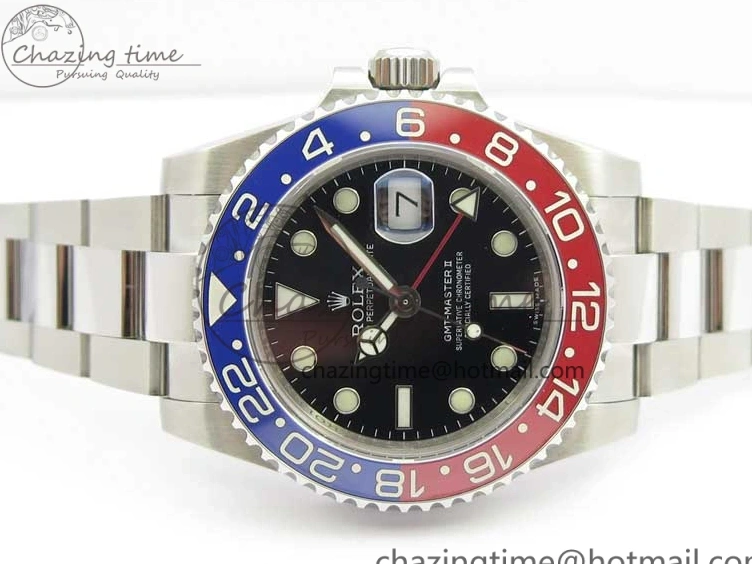 MiroTime 0417 Breathable GMT Master II 116719 BLRO Real Ceramic 904L SS GMF 1:1 Best Edition Black Dial on Bracelet A3186 (Correct Hand Stack) 3243